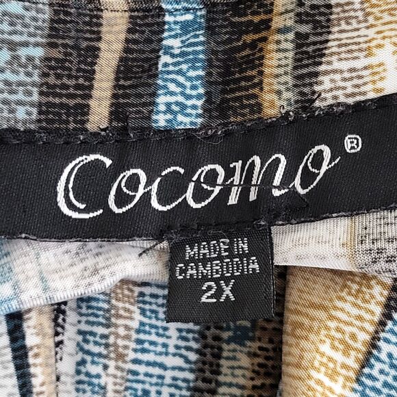 Cocomo Top Shirt Womens Size 2X Popover Button Split Neck 3/4 Roll Tab Sleeve - Picture 10 of 11